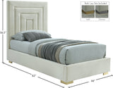 Nora Velvet / Engineered Wood / Metal / Foam Contemporary Cream Velvet Twin Bed - 44.5" W x 76.4" D x 57" H