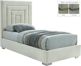 Nora Velvet / Engineered Wood / Metal / Foam Contemporary Cream Velvet Twin Bed - 44.5" W x 76.4" D x 57" H