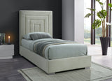 Nora Velvet / Engineered Wood / Metal / Foam Contemporary Cream Velvet Twin Bed - 44.5" W x 76.4" D x 57" H