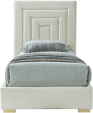 Nora Velvet / Engineered Wood / Metal / Foam Contemporary Cream Velvet Twin Bed - 44.5" W x 76.4" D x 57" H