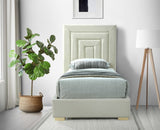 Nora Velvet / Engineered Wood / Metal / Foam Contemporary Cream Velvet Twin Bed - 44.5" W x 76.4" D x 57" H