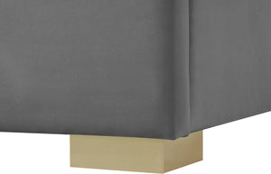 Nora Velvet / Engineered Wood / Metal / Foam Contemporary Grey Velvet Full Bed - 60" W x 76.4" D x 57" H
