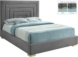 Nora Velvet / Engineered Wood / Metal / Foam Contemporary Grey Velvet Full Bed - 60" W x 76.4" D x 57" H