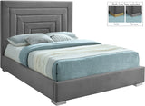 Nora Velvet / Engineered Wood / Metal / Foam Contemporary Grey Velvet Full Bed - 60" W x 76.4" D x 57" H