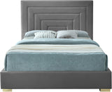 Nora Velvet / Engineered Wood / Metal / Foam Contemporary Grey Velvet Full Bed - 60" W x 76.4" D x 57" H