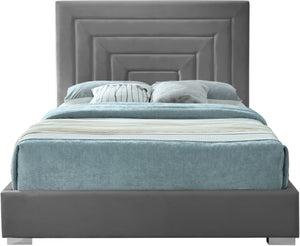 Nora Velvet / Engineered Wood / Metal / Foam Contemporary Grey Velvet Full Bed - 60" W x 76.4" D x 57" H