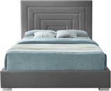 Nora Velvet / Engineered Wood / Metal / Foam Contemporary Grey Velvet Full Bed - 60" W x 76.4" D x 57" H