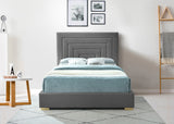 Nora Velvet / Engineered Wood / Metal / Foam Contemporary Grey Velvet Full Bed - 60" W x 76.4" D x 57" H