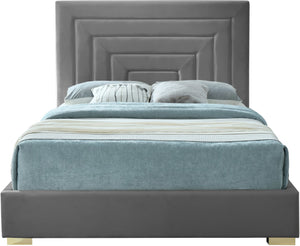 Nora Velvet / Engineered Wood / Metal / Foam Contemporary Grey Velvet King Bed - 82" W x 81.9" D x 57" H