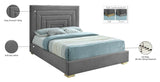 Nora Velvet / Engineered Wood / Metal / Foam Contemporary Grey Velvet Queen Bed - 66" W x 81.9" D x 57" H