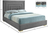 Nora Velvet / Engineered Wood / Metal / Foam Contemporary Grey Velvet Queen Bed - 66" W x 81.9" D x 57" H