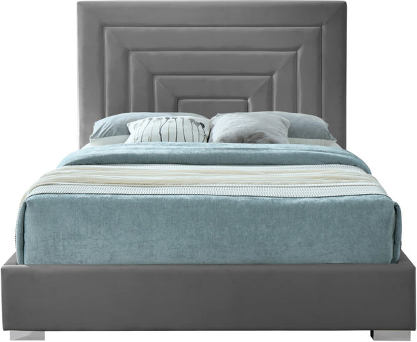 Nora Velvet / Engineered Wood / Metal / Foam Contemporary Grey Velvet Queen Bed - 66" W x 81.9" D x 57" H