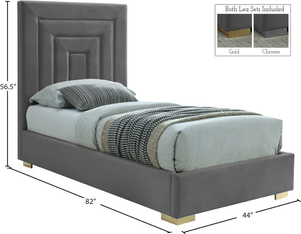 Nora Velvet / Engineered Wood / Metal / Foam Contemporary Grey Velvet Twin Bed - 44.5" W x 76.4" D x 57" H