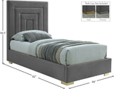 Nora Velvet / Engineered Wood / Metal / Foam Contemporary Grey Velvet Twin Bed - 44.5" W x 76.4" D x 57" H