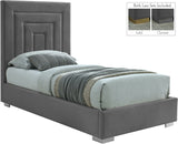 Nora Velvet / Engineered Wood / Metal / Foam Contemporary Grey Velvet Twin Bed - 44.5" W x 76.4" D x 57" H