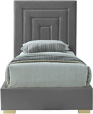 Nora Velvet / Engineered Wood / Metal / Foam Contemporary Grey Velvet Twin Bed - 44.5" W x 76.4" D x 57" H