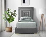 Nora Velvet / Engineered Wood / Metal / Foam Contemporary Grey Velvet Twin Bed - 44.5" W x 76.4" D x 57" H