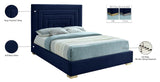 Nora Velvet / Engineered Wood / Metal / Foam Contemporary Navy Velvet Full Bed - 60" W x 76.4" D x 57" H