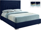 Nora Velvet / Engineered Wood / Metal / Foam Contemporary Navy Velvet Full Bed - 60" W x 76.4" D x 57" H