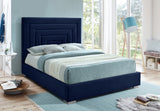 Nora Velvet / Engineered Wood / Metal / Foam Contemporary Navy Velvet Full Bed - 60" W x 76.4" D x 57" H