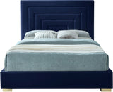 Nora Velvet / Engineered Wood / Metal / Foam Contemporary Navy Velvet Full Bed - 60" W x 76.4" D x 57" H