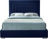 Nora Velvet / Engineered Wood / Metal / Foam Contemporary Navy Velvet Full Bed - 60" W x 76.4" D x 57" H