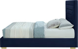 Nora Velvet / Engineered Wood / Metal / Foam Contemporary Navy Velvet Full Bed - 60" W x 76.4" D x 57" H