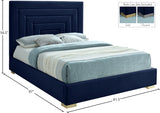 Nora Velvet / Engineered Wood / Metal / Foam Contemporary Navy Velvet King Bed - 82" W x 81.9" D x 57" H