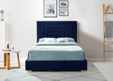 Nora Velvet / Engineered Wood / Metal / Foam Contemporary Navy Velvet King Bed - 82" W x 81.9" D x 57" H