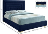 Nora Velvet / Engineered Wood / Metal / Foam Contemporary Navy Velvet Queen Bed - 66" W x 81.9" D x 57" H