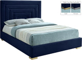 Nora Velvet / Engineered Wood / Metal / Foam Contemporary Navy Velvet Queen Bed - 66" W x 81.9" D x 57" H