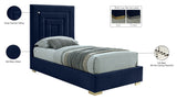 Nora Velvet / Engineered Wood / Metal / Foam Contemporary Navy Velvet Twin Bed - 44.5" W x 76.4" D x 57" H