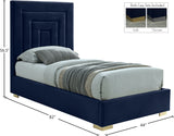 Nora Velvet / Engineered Wood / Metal / Foam Contemporary Navy Velvet Twin Bed - 44.5" W x 76.4" D x 57" H