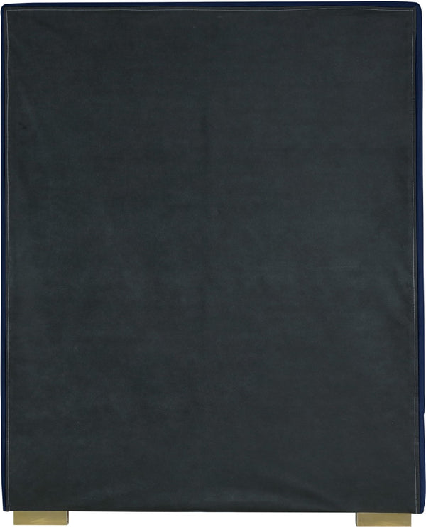 Nora Velvet / Engineered Wood / Metal / Foam Contemporary Navy Velvet Twin Bed - 44.5" W x 76.4" D x 57" H