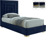 Nora Velvet / Engineered Wood / Metal / Foam Contemporary Navy Velvet Twin Bed - 44.5" W x 76.4" D x 57" H