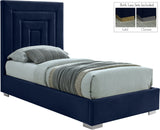 Nora Velvet / Engineered Wood / Metal / Foam Contemporary Navy Velvet Twin Bed - 44.5" W x 76.4" D x 57" H