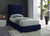 Nora Velvet / Engineered Wood / Metal / Foam Contemporary Navy Velvet Twin Bed - 44.5" W x 76.4" D x 57" H