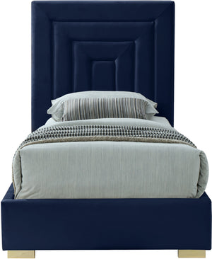 Nora Velvet / Engineered Wood / Metal / Foam Contemporary Navy Velvet Twin Bed - 44.5" W x 76.4" D x 57" H