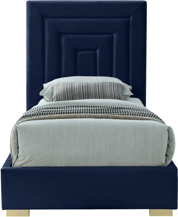 Nora Velvet / Engineered Wood / Metal / Foam Contemporary Navy Velvet Twin Bed - 44.5" W x 76.4" D x 57" H