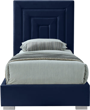 Nora Velvet / Engineered Wood / Metal / Foam Contemporary Navy Velvet Twin Bed - 44.5" W x 76.4" D x 57" H