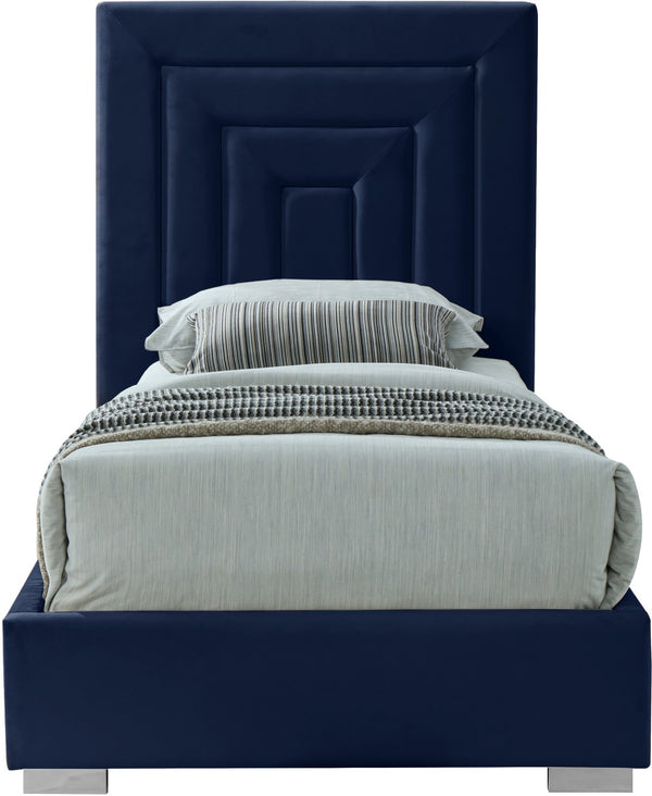 Nora Velvet / Engineered Wood / Metal / Foam Contemporary Navy Velvet Twin Bed - 44.5" W x 76.4" D x 57" H