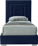 Nora Velvet / Engineered Wood / Metal / Foam Contemporary Navy Velvet Twin Bed - 44.5" W x 76.4" D x 57" H