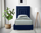 Nora Velvet / Engineered Wood / Metal / Foam Contemporary Navy Velvet Twin Bed - 44.5" W x 76.4" D x 57" H