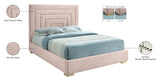 Nora Velvet / Engineered Wood / Metal / Foam Contemporary Pink Velvet Full Bed - 60" W x 76.4" D x 57" H