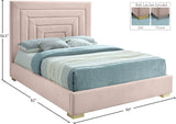 Nora Velvet / Engineered Wood / Metal / Foam Contemporary Pink Velvet Full Bed - 60" W x 76.4" D x 57" H