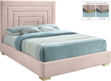 Nora Velvet / Engineered Wood / Metal / Foam Contemporary Pink Velvet Full Bed - 60" W x 76.4" D x 57" H