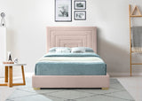 Nora Velvet / Engineered Wood / Metal / Foam Contemporary Pink Velvet Full Bed - 60" W x 76.4" D x 57" H