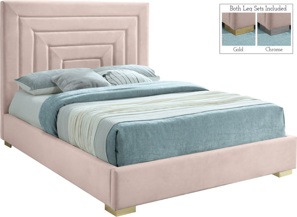 Nora Velvet / Engineered Wood / Metal / Foam Contemporary Pink Velvet Queen Bed - 66" W x 81.9" D x 57" H