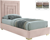 Nora Velvet / Engineered Wood / Metal / Foam Contemporary Pink Velvet Twin Bed - 44.5" W x 76.4" D x 57" H