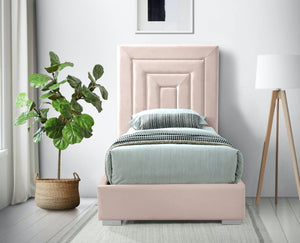 Nora Velvet / Engineered Wood / Metal / Foam Contemporary Pink Velvet Twin Bed - 44.5" W x 76.4" D x 57" H